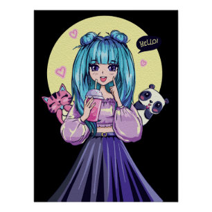 Póster Arte de anime creativo para paredes   Chicas 20