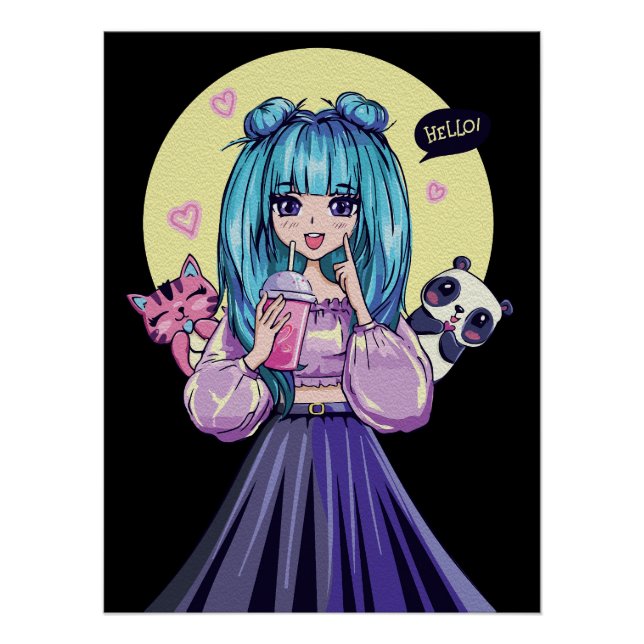 Póster Arte de anime creativo para paredes | Chicas 20 (Anverso)
