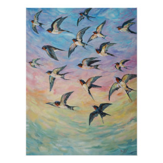 Póster Arte de aves migratorias