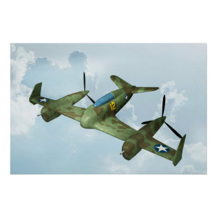 Póster Arte de Aviación Militar de Avión de Guerra Vintag
