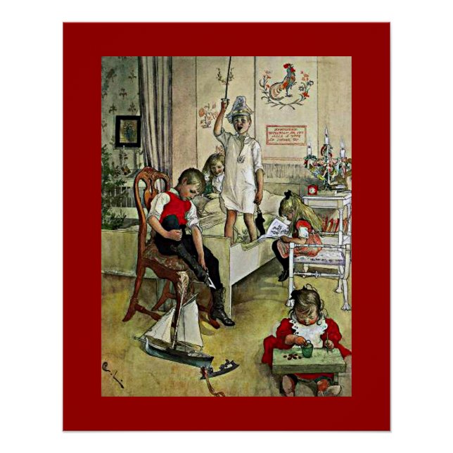 Póster Arte de Carl Larsson: Navidades Morning (Anverso)