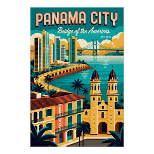 Póster Arte de cartel de viaje retro de la ciudad de Pana
