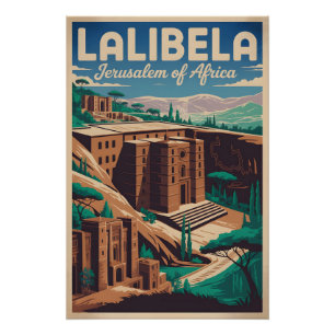 Póster Arte de cartel de viaje retro de Lalibela Etiopía