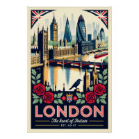 Arte de cartel de viaje retro de Londres Inglaterr