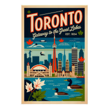Arte de cartel de viaje retro de Toronto Canadá
