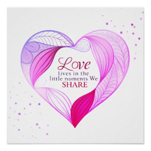 Póster Arte de cita de amor de corazón elegante