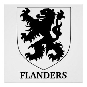 Póster Arte de diseño gráfico del león de Flandes