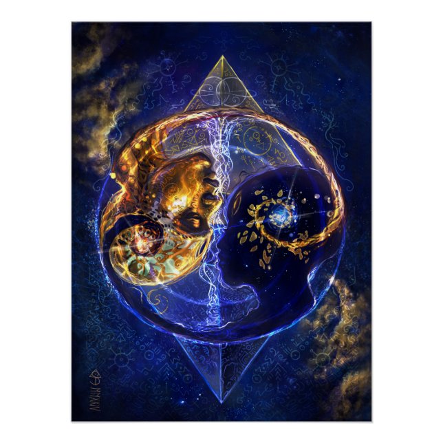 Póster Arte de equilibrio de llama gemela (Anverso)