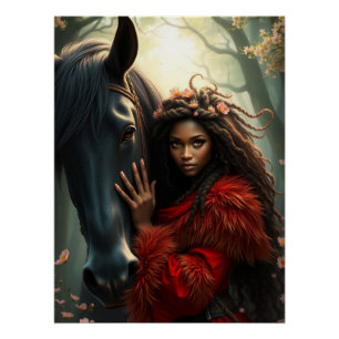 Póster Arte de fantasía de caballos y compañeros