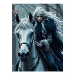 Póster Arte de fantasía de caballos y compañeros