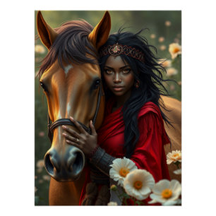 Póster Arte de fantasía de caballos y compañeros
