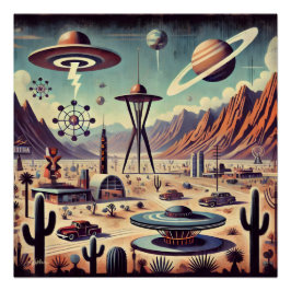Póster Arte de fantasía de invasión alienígena del desier