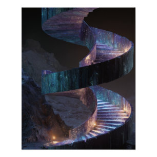 Póster Arte de fantasía de sueño de escalera en espiral c