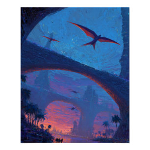 Póster Arte de fantasía del Puente del Atardecer del Drag