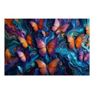 Póster Arte de fluido de mariposa