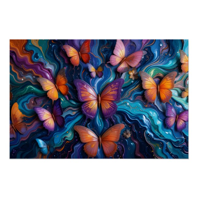 Póster Arte de fluido de mariposa (Anverso)