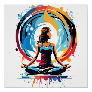 Póster Arte de Flujo de Energía de Meditación Serena