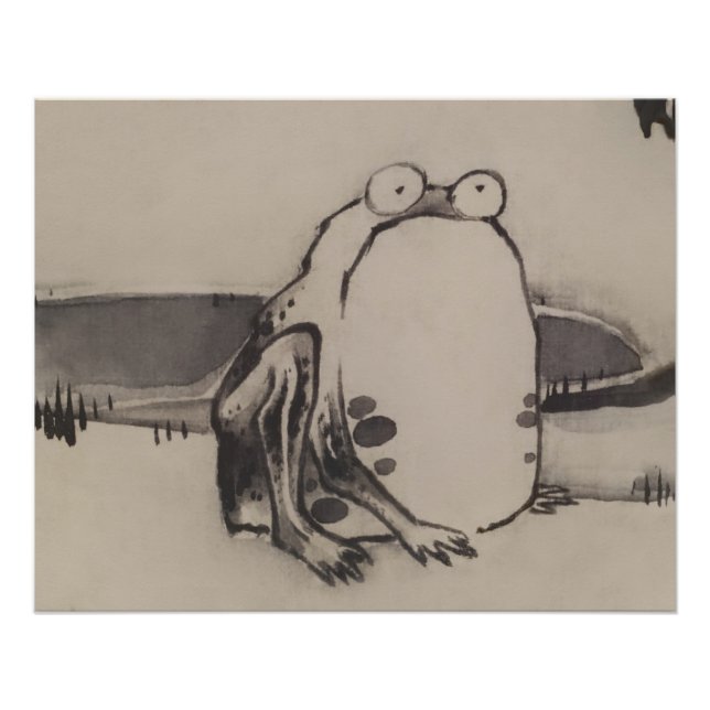 Póster Arte de Frog Woodblock japonés Vegetales e insecto (Anverso)