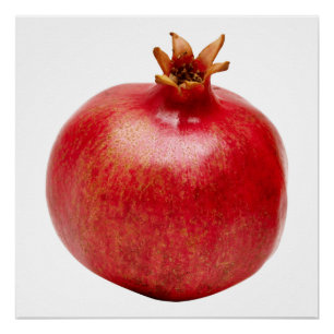 Póster Arte de Fruta Fresca Granada Roja Entera Comida Sa