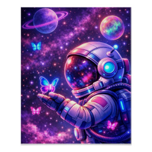 Póster Arte de Galaxia Mariposa Espacial de Neón