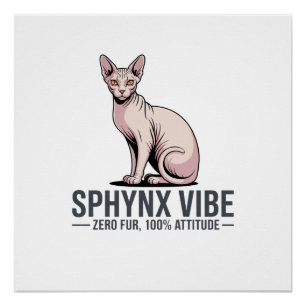 Póster Arte de gato Sphynx bajo la luz del sol