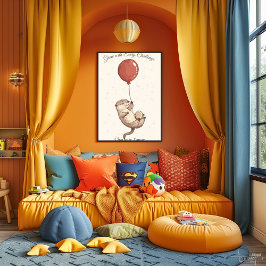 Póster Arte de guardería personalizado - Otter con globo