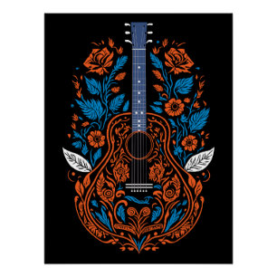 Póster Arte de guitarra country