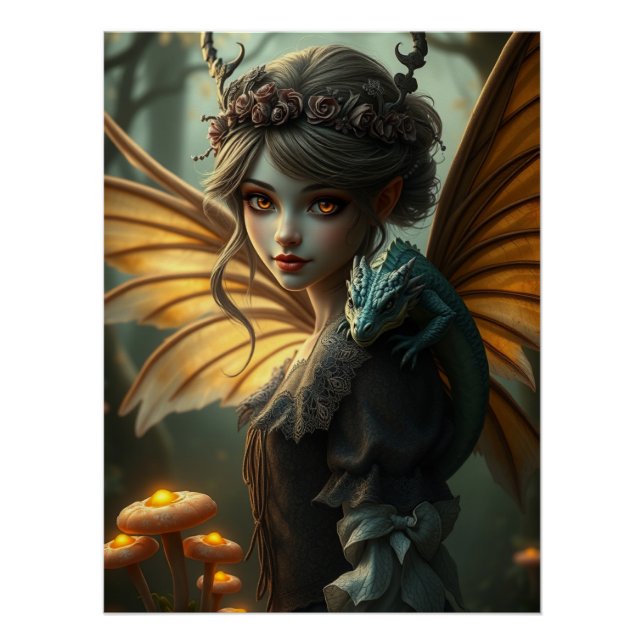 Póster Arte de hadas de Dragon brillante (Anverso)