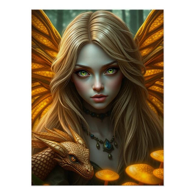 Póster Arte de hadas de Dragon brillante (Anverso)