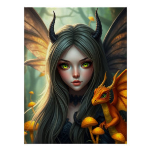 Póster Arte de hadas de Dragon brillante