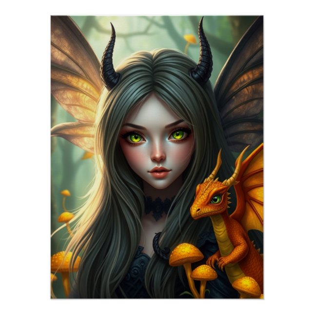 Póster Arte de hadas de Dragon brillante (Anverso)