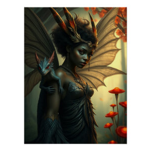 Póster Arte de hadas de Dragon brillante