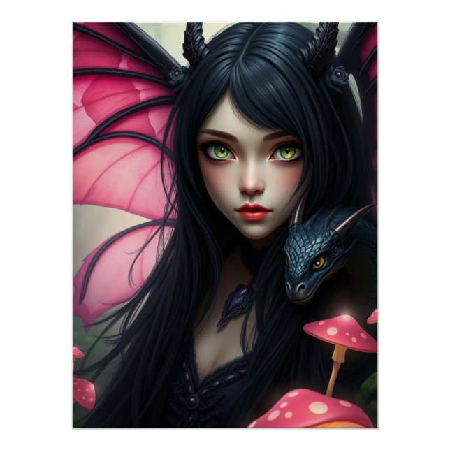 Póster Arte de hadas de Dragon brillante (Anverso)