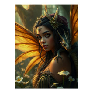 Póster Arte de hadas de Dragon brillante