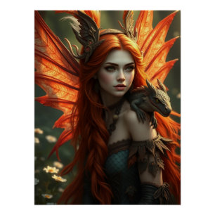 Póster Arte de hadas de Dragon brillante