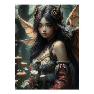 Póster Arte de hadas de Dragon brillante