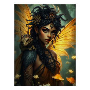 Póster Arte de hadas de Dragon brillante