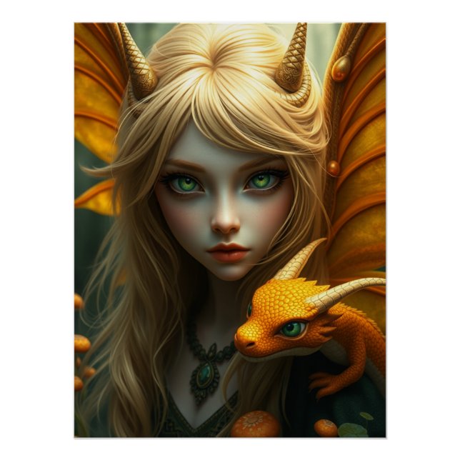 Póster Arte de hadas de Dragon brillante (Anverso)