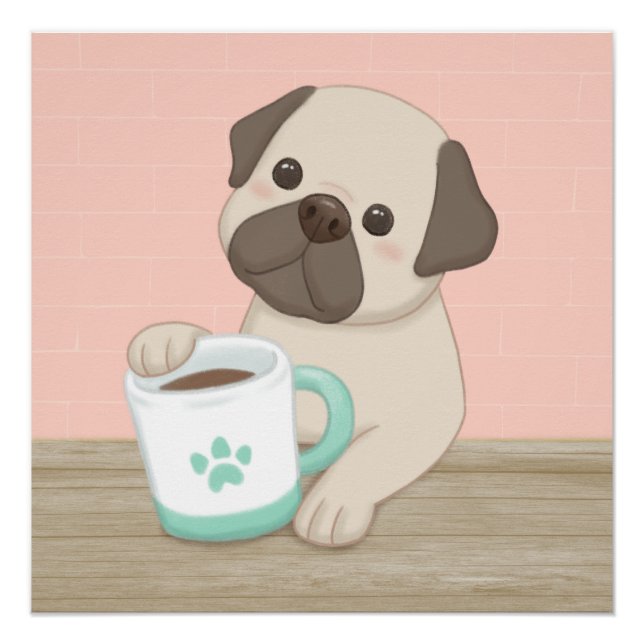 Póster Arte de Ilustracion de perro y peluca (Anverso)