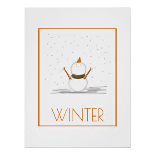 Póster Arte de invierno de Cute Snowman