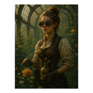 Póster Arte de jardinera victoriana steampunk