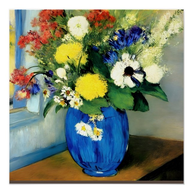 Póster Arte de jarrón de flores serenas (Anverso)