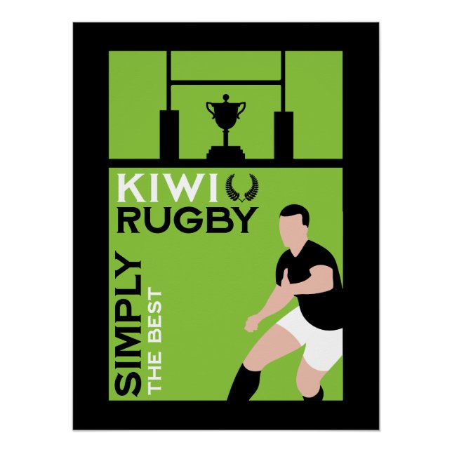 Póster Arte de jugadores de rugby Kiwi NZ (Anverso)
