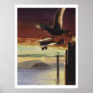 Póster "Arte de la acuarela de los modelos de aterrizaje"