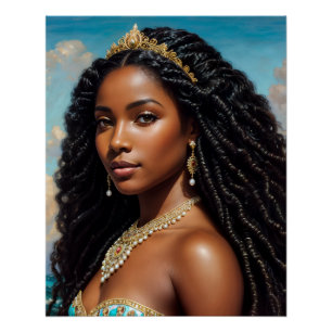 Póster Arte de la diosa del agua Orisha Yemaya