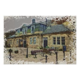 Póster Arte de la Estación de Ferrocarril de Hebden Bridg