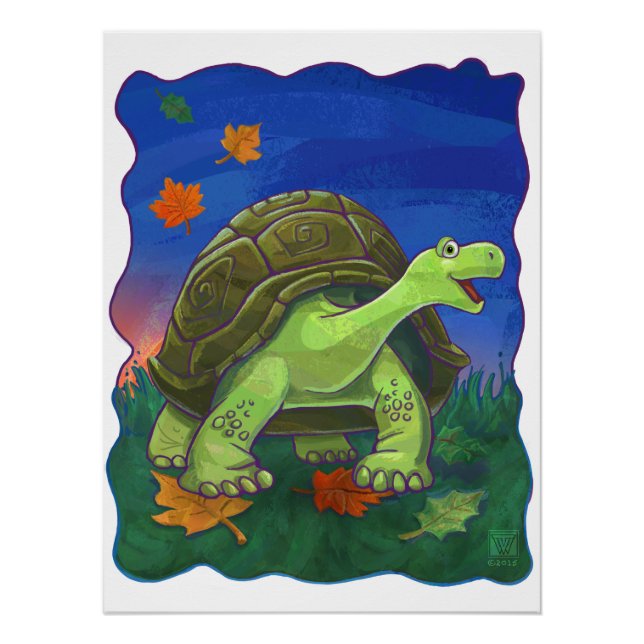 Póster Arte de la tortuga cuta (Anverso)