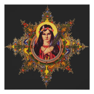 Póster Arte de la Virgen luminosa premium de Santa Filome