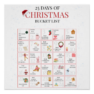 Póster Arte de lista de tareas de Navidad 25 días
