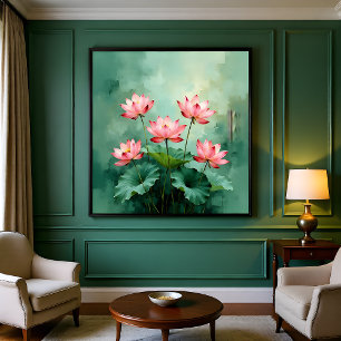 Póster Arte de Loto Rosa